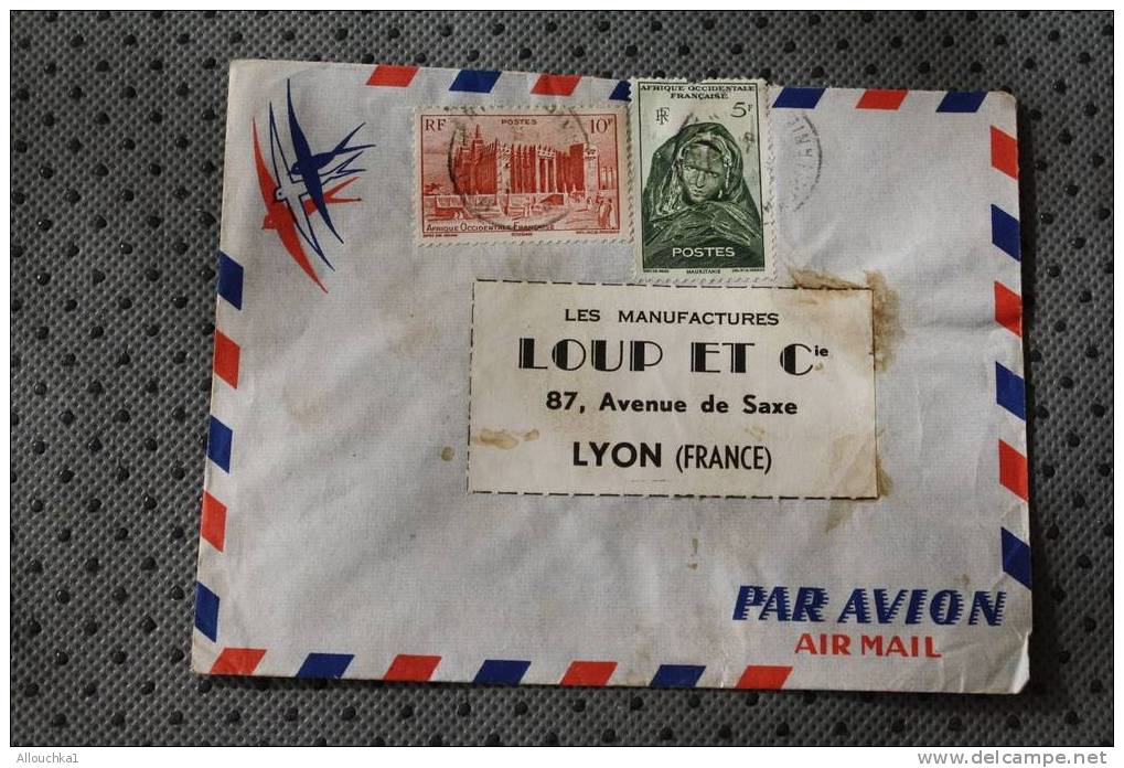 MOUDJERIA  MAURETANIE AFRIQUE OCCIDENTALE FRANCAISE MARCOPHILIE ENVELOPPE LETTRE PAR AVION 2 TIMBRES - Storia Postale