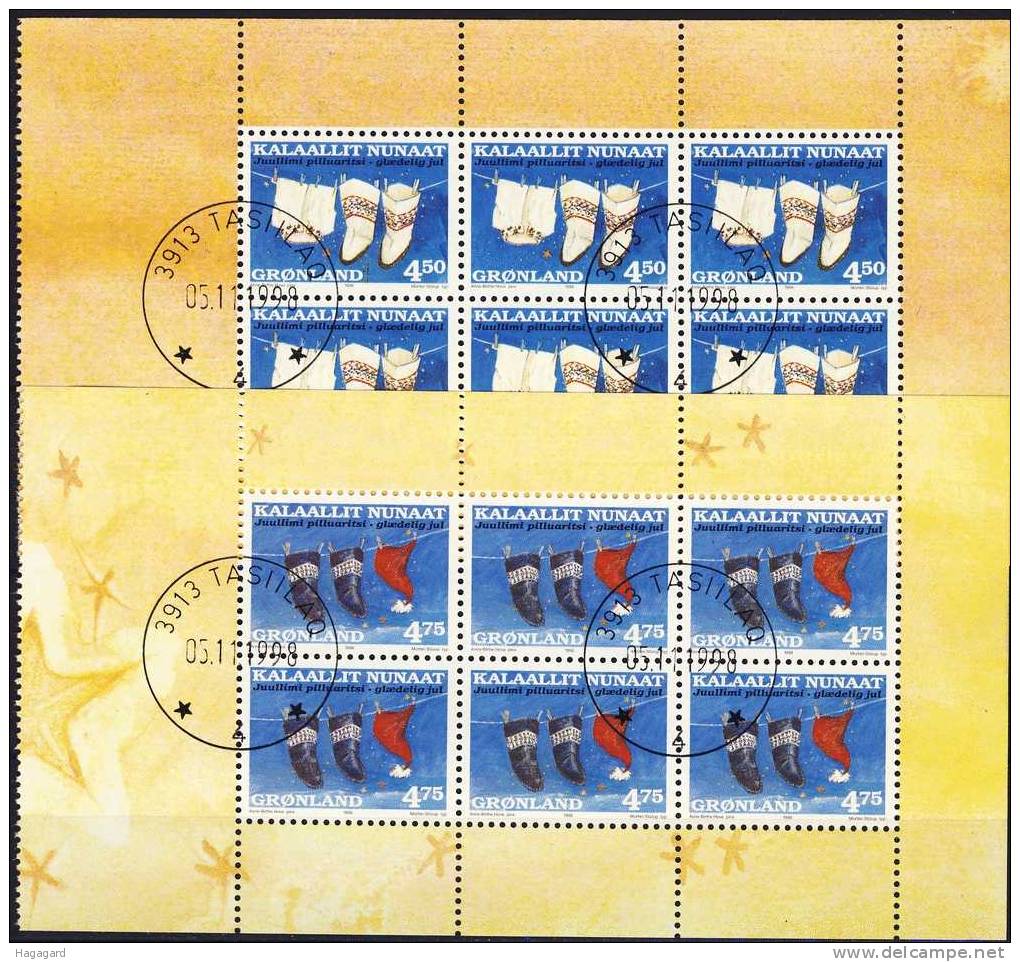 #Greenland 1998. Christmas. Sheetlets From Booklet. Michel 329-30x. Cancelled(o) - Blocs