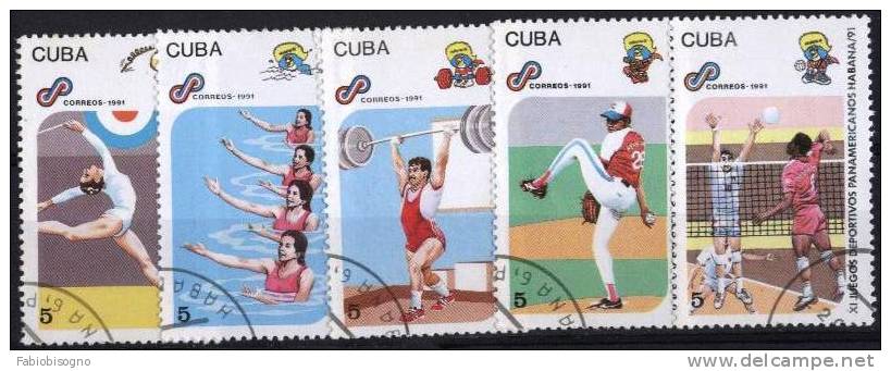 1991 Cuba - Volleyball Baseball Atletic Swimming Gymnastic - USED - Volleybal