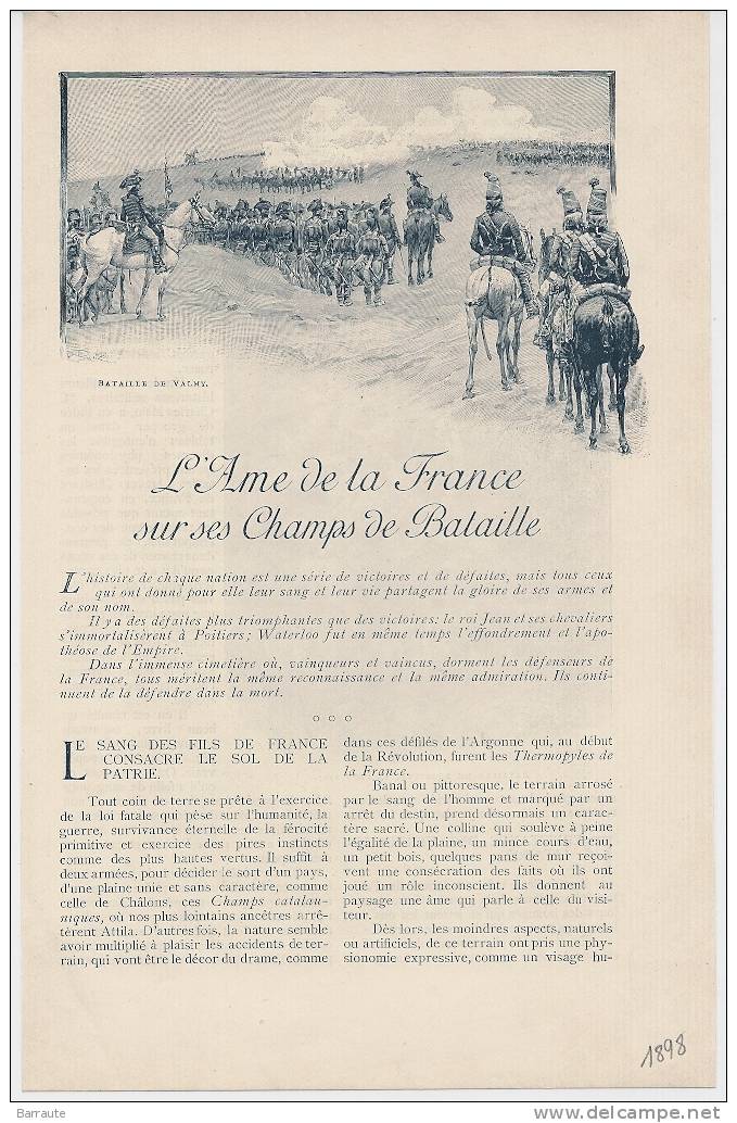 Feuillet Article Actualité De 1898 " L´AME De La FRANCE Sur Ses CHAMPS De BATAILLE" Par Gustave LARROUMET - Contes