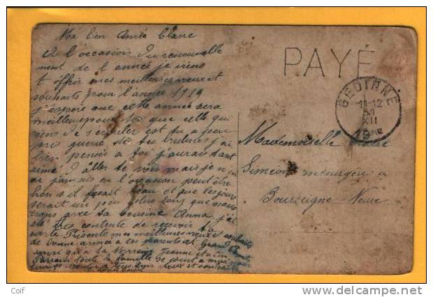 Kaart Met Stempel GEDINNE Met Stempel  PAYE Als Nood Gebruikt - Fortune Cancels (1919)