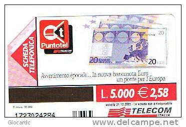 TELECOM ITALIA  - CAT. C.& C F3578 -  BANCONOTE: 20 EURO -   USATA - RIF. CP - Pubbliche Speciali O Commemorative