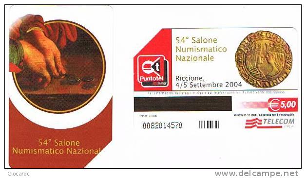 TELECOM ITALIA  - CAT. C.& C  F3971  -  54^ SALONE NUMISMATICO NAZIONALE 2004 A RICCIONE    -    USATA - Publiques Spéciales Ou Commémoratives