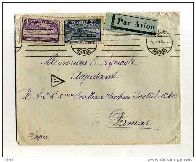 - FRANCE COLONIES . AFFRANCHISSEMENT COMPOSE SUR ENVELOPPE AERIENNE DE 1934 POUR DAMAS - Poste Aérienne