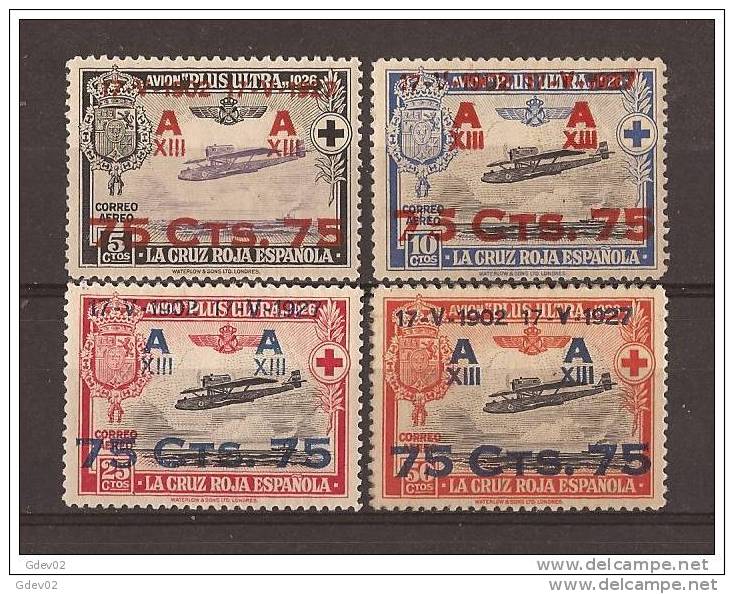 ES388SCSF-L4017PC-TTOA,Spain,Espagne.ANIV.JURA  CONSTITUCION POR ALFONSO XIII. 1927 (Ed  388/91**,)sin Charnela, - Other (Air)