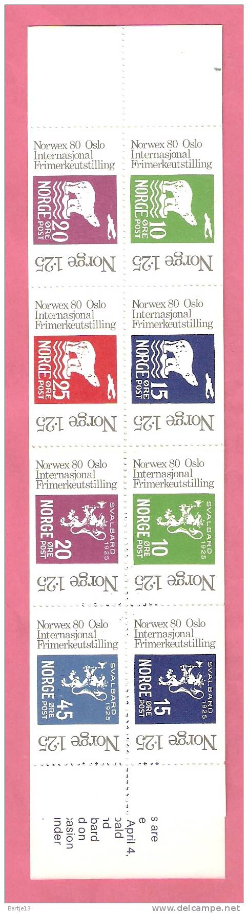 NOORWEGEN NORGE POSTZEGELBOEKJE BOOKLET NORWEX 1980 IJSBEER POSTFRIS - Neufs