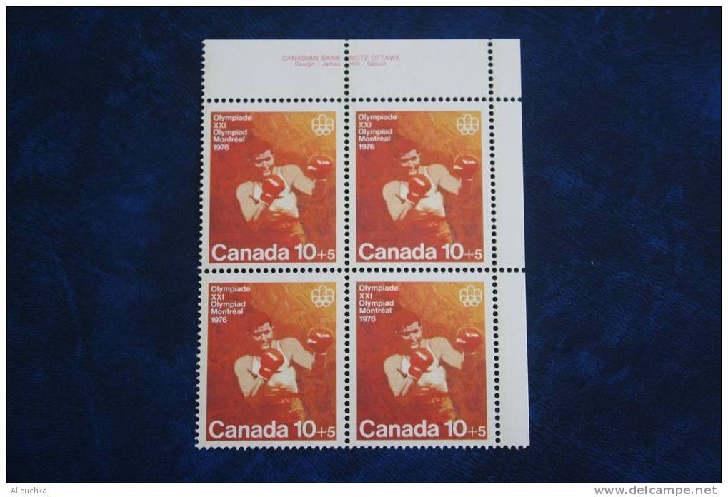 XXI OLYMPIADES  CANADA  JEUX OLYMPIQUES  MONTREAL 1976 BLOC DE 4 TIMBRES NEUFS **  BOXE - Sommer 1976: Montreal