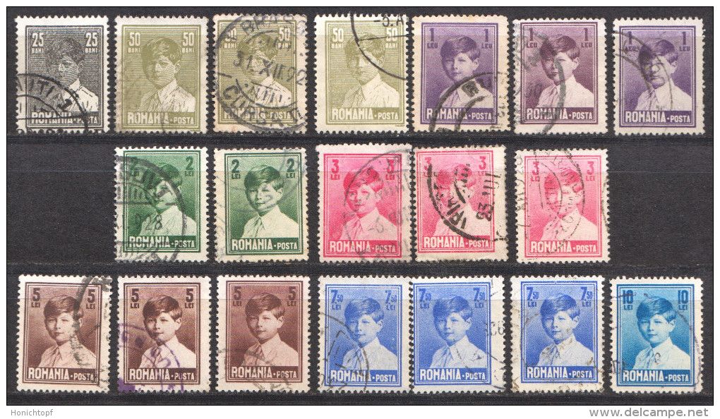 Rumänien; 1928; Michel 320/8 O; König Michael; 19 Stück - Used Stamps