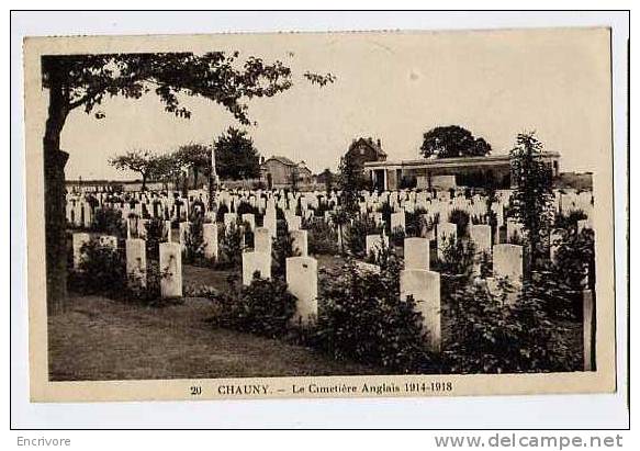 Cpa CHAUNY Cimetière Anglais Guerre 1914 18 - N°20 Ed Impr De L'aisne - War Cemeteries