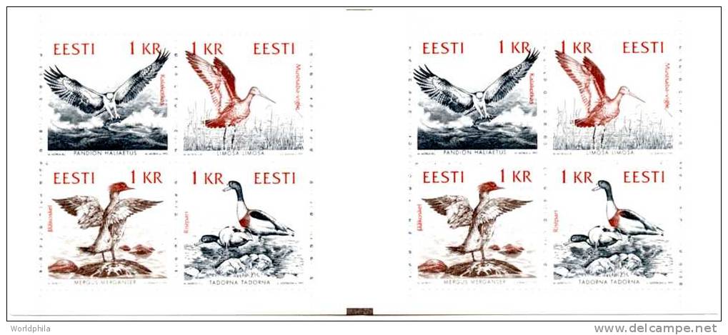 ESTONIA / ESTLAND BOOKLET / CARNET BIRDS / Vogel OF THE BALTIC MNH 1992 - Konvolute & Serien