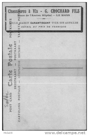 72. ENVIRONS DU MANS. L'ENTREE DU CHAMP DE COURSES. Belle Animation. PUB. Chaussures à Vis. G.CROCHARD FILS. - Ippica