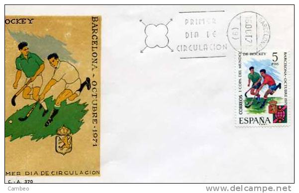 SPAIN  ESPAGNE    1971  FDC     HOCKEY   1st   WORLD CUP  BARCELONA  1971 - Hockey (Veld)