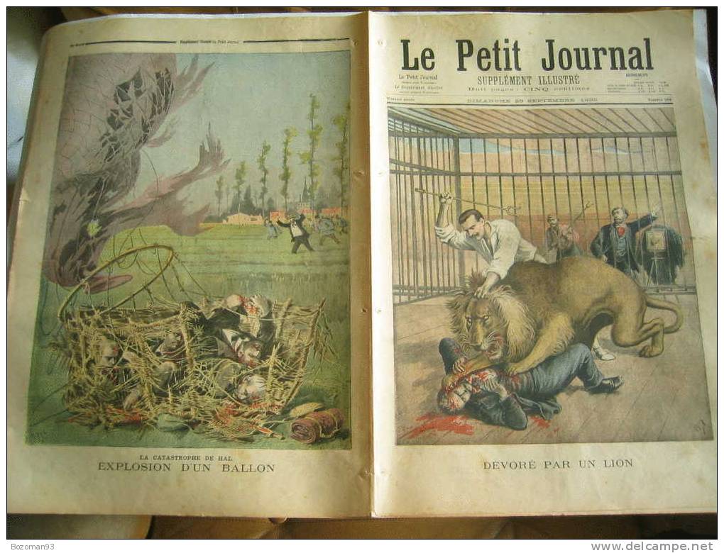 LE PETIT JOURNAL N° 0254 29/09/1895 MrEYSETTE DEVORE PAR UN LION + DRAME A HAL EN BELGIQUE - Le Petit Journal