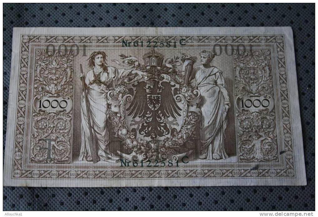 REICHBANK BILLET DE BANQUE ALLEMAGNE 1000 REICHBANKNOTE BERLIN 21 APRIL 1910 EMPIRE ALLEMAND AIGLE DU REICH NR 6122581C - 1000 Mark