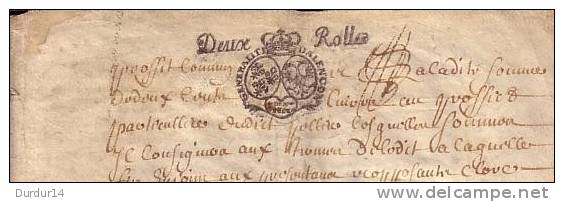 Cachet Généralité D'ALENÇON ( Orne) Document De 1687 ( Recto-Verso) - Algemene Zegels