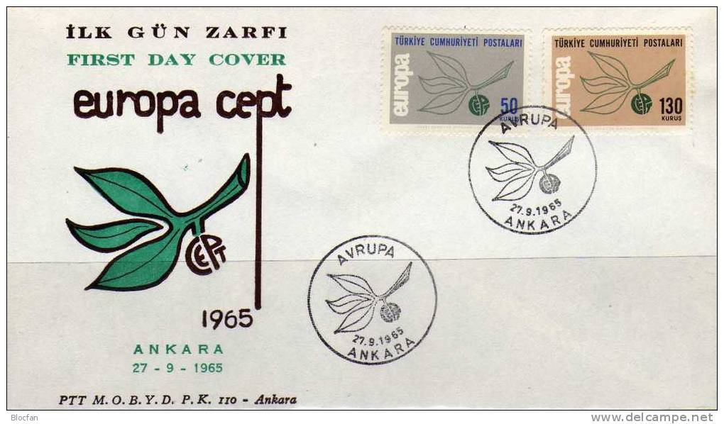 Europa-Ausgabe 1965 Türkei 1961/2+ FDC O 14€ Zweig Mit Frucht CEPT Gemeinschaft-Ausgabe Flora Set Turkey Cover Of EUROPE - FDC