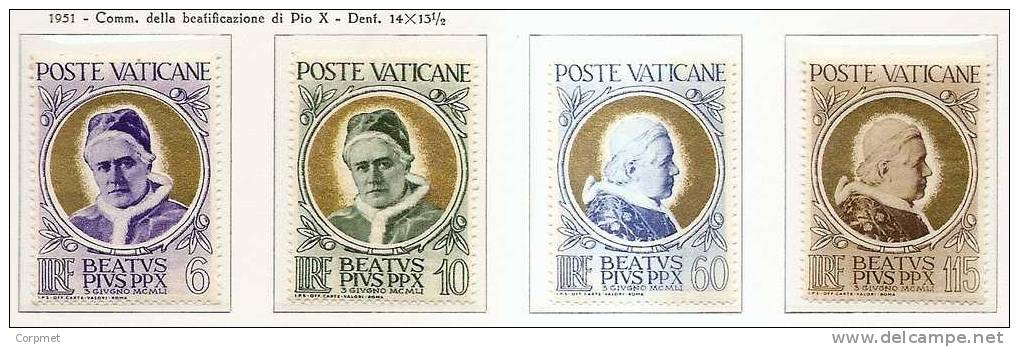 CITTA DEL VATICANO - 1951 Beatificazione Di Pio X  Yvert # 163/166 Complete Set  - MINT (LH) - Unused Stamps