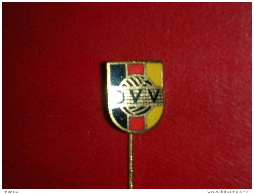 Pins,Badge With Needle,German Volleyball Federation,Enamel,Emaille,DVV - Deutscher Volleyball-Verband,Sport,vintage - Volleyball