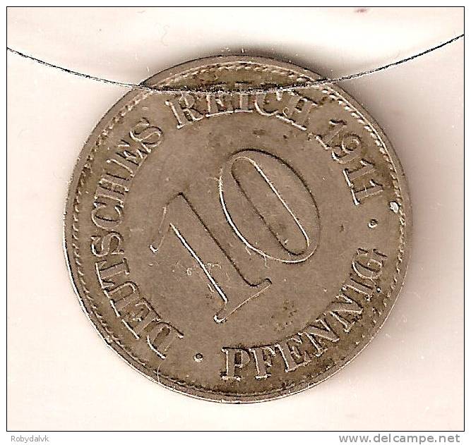 GERMANIA - 10 Pfennig - 1911 - Zecca E - 10 Pfennig