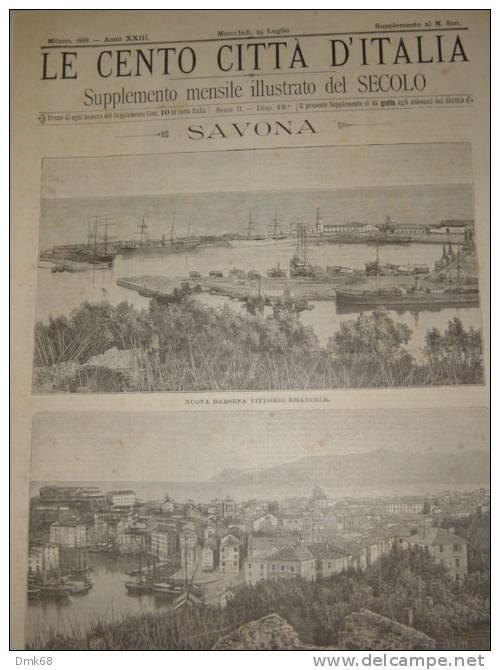 SAVONA - RIMINI - LE CENTO CITTA' D'ITALIA - ANNO 1888 - Revistas & Catálogos