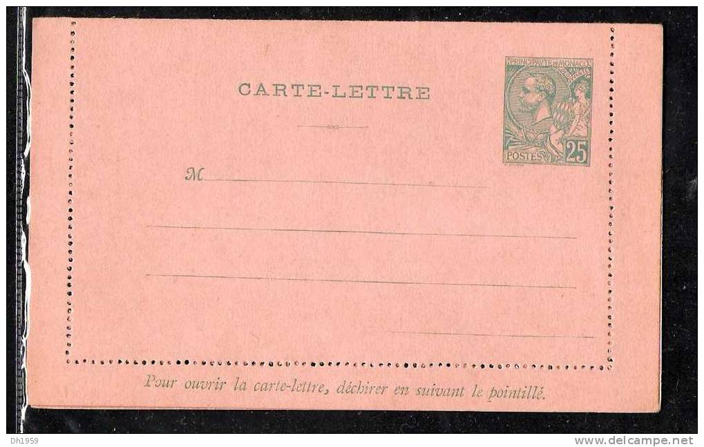 CARTE - LETTRE MONACO PRINCE ALBERT 1er 1891 - 1922 - Postal Stationery