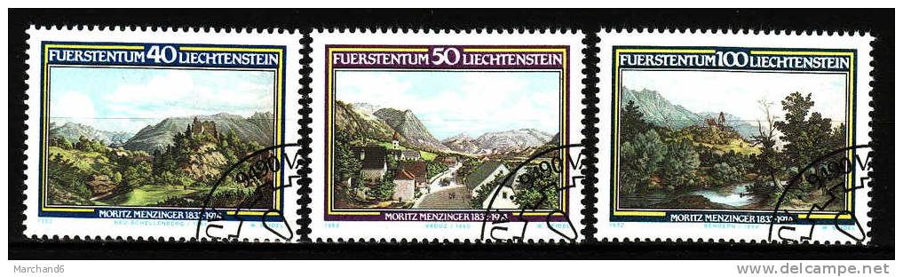 LIECHTENSTEIN.N°747/749.150e ANNIVERSAIRE DE LA NAISSANCE DU PAYSAGISTE MORITZ MENZINGER. Oblitéré - Oblitérés