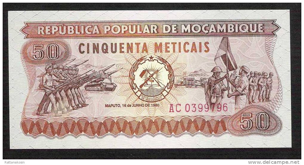 MOZAMBIQUE     10 PCS    X    P125   50 METICAIS    1980   UNC. - Mozambique