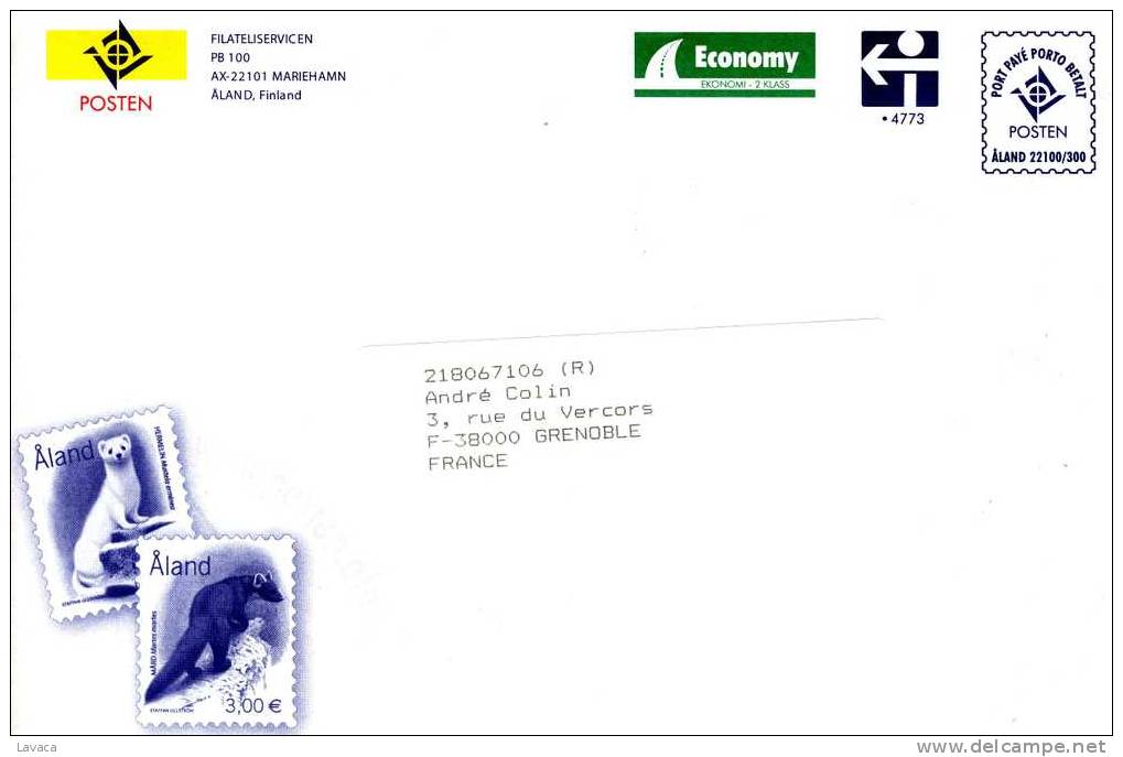 Enveloppe Entier Postal De Service De ALAND= Hermine - Rongeurs