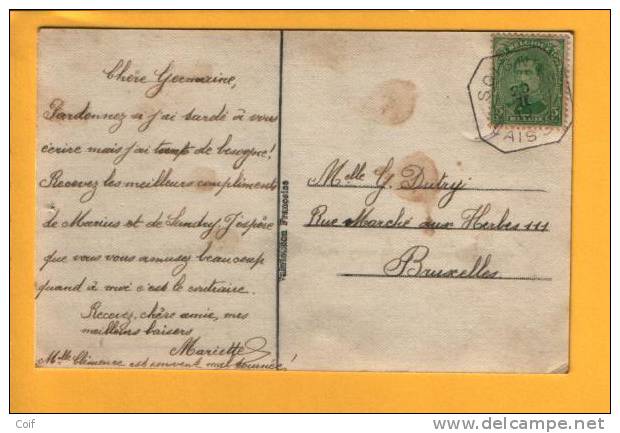 137 Op Kaart Met Stempel SOIGNIES / CAISSE (noodstempel) - Fortune Cancels (1919)