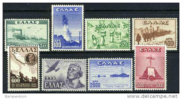 Greece #490-97 Mint Never Hinged 1946-47 Set - Nuovi