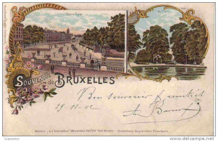 BRUXELLES -cpa Précurseur - Multivues - Souvenir De ..-dnd-voyagée 1902-PAYPAL SANS FRAIS - Panoramische Zichten, Meerdere Zichten