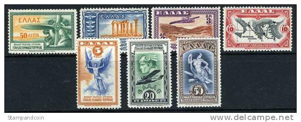 Greece C8-14 Mint Hinged Airmail Set From 1933 - Ungebraucht