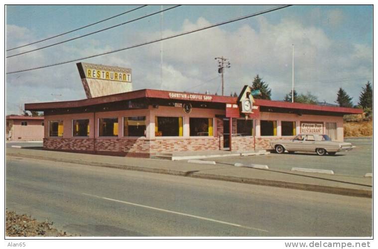 Coo-coo Clock Restaurant And Coffee Shop, Oceanlake Oregon, Auto, 1960s Vintage Postcard - Rutas Americanas