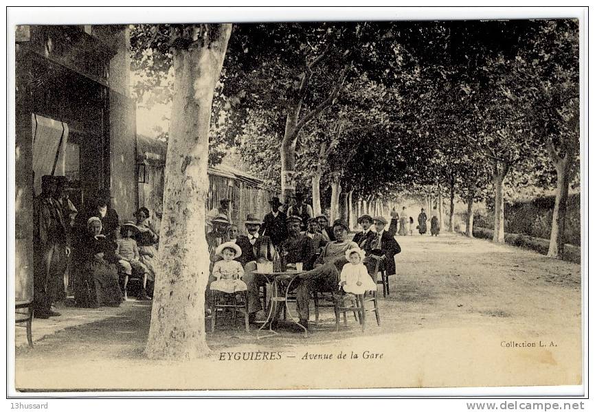 Carte Postale Ancienne Eyguières - Avenue De La Gare - Bar De La Gare, Café - Eyguieres