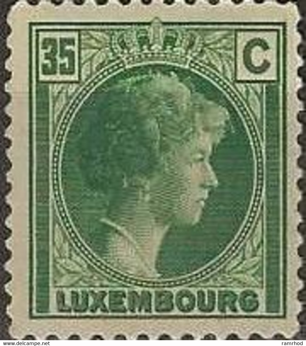 LUXEMBOURG 1926 Grand Duchess Charlotte - 35c. Green MH - 1926-39 Charlotte De Profil à Droite