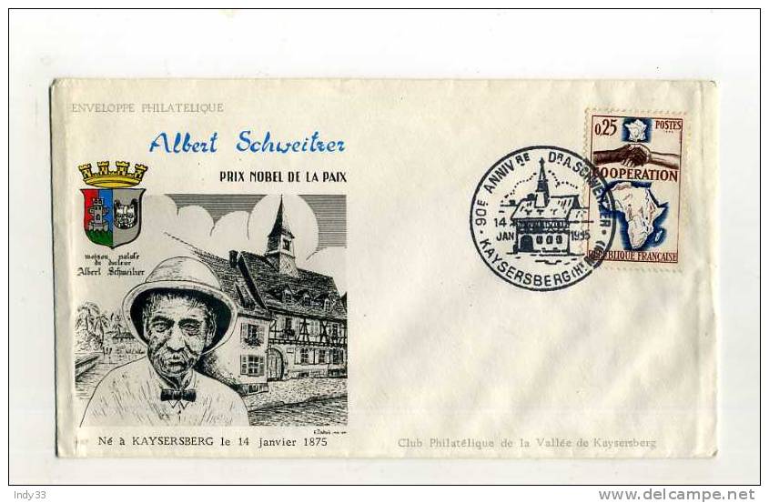 -  FRANCE  ENVELOPPE PHILATHELIQUE . 90e ANNIVERSAIRE DU Dr A. SCHWEITZER 1965 - Albert Schweitzer