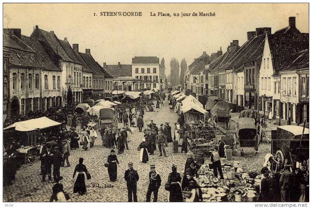 CPA (59)   STEENWOORDE La Place Un Jour De Marché - Steenvoorde