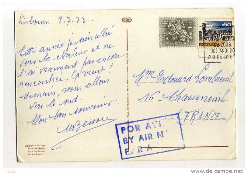 - PORTUGAL  POSTE AERIENNE  .  AFFRANCHISSEMENT COMPOSE  SUR CP  DE 1973 POUR LA FRANCE - Storia Postale