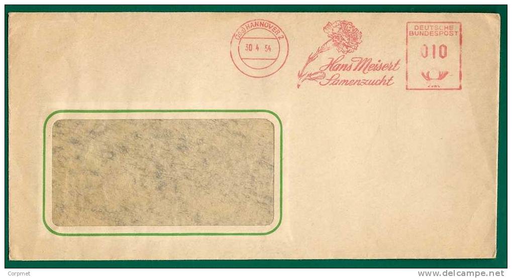 GERMANY - VF 1954 FLOWERS Hans Meisert Samenzucht Mechanical HANNOVER Advert Cancellation On Window COVER - Storia Postale