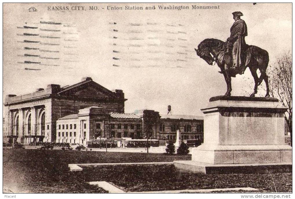 4585    Stati Uniti  Kansas  City  Mo.  Union Station And Washington  Monument  VG  1931 - Sonstige & Ohne Zuordnung