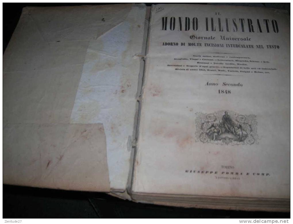 IL MONDO ILLUSTRATO -Giornale Universale- Anno Secundo 1848 - 860 Paggi - Old Books