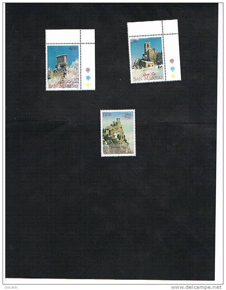 SAN MARINO - UNIF. 1332.1333+A158   -  1991   NATALE: LA ROCCA INNEVATA -  NUOVI ** - Unused Stamps