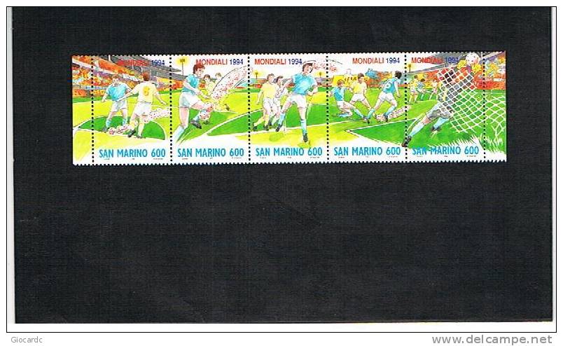 SAN MARINO - UNIF. 1418.1422  -  1994 CAMPIONATI MONDIALI DI CALCIO USA 94       -  NUOVI ** - Unused Stamps