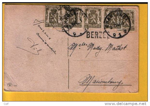 420 Op Kaart  Met Stempel CHARLEROI Met Naamstempel  (griffe) BERZEE - Linear Postmarks