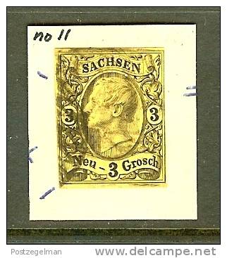 SACHSEN 1855 Used Hinged Stamp 3 New Groschen Johann I 11 - Saxony