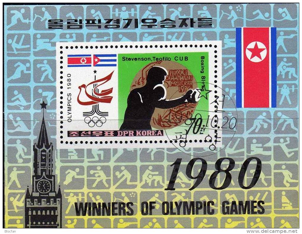 Sport-Piktogramme 1980 Korea 2059+ Block 84 O 4€ Fussball,Boxen,Lauf,Turnen,Ringen - AFC Asian Cup