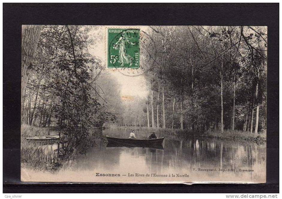 91 ESSONNES Bords D'Essonne à La Nacelle, Animée, Barque, Ed Beaugard, 1908 - Essonnes