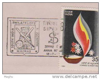 India 1981, Philatelic Exhibition Cover, SIPEX 81, Number, Books, Library, Stamp Of Homage To Martyrs - Brieven En Documenten