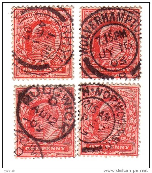 1902 - 1910 Nº 107  Rojo 1 P. 4 Obliteraciones Diferentes. - Oblitérés