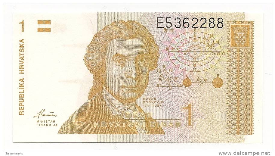 Croazia 1 Dinaro 1991  UNC - P. 16 - Croazia